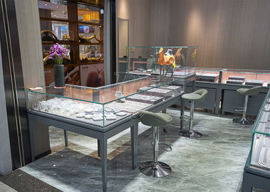 Matte Graue Rosa Beschichtung Glas Holz Schmuck Ausstellungsfächer / Laden Ausstellungsfächer