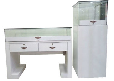 Weißfarbige Holzglas-Display-Kästen Flat Pack Plinth mit Glasschrank