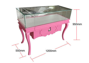 Matte rosa Farbe Holz- und Glasbildschirm mit kleinen Schubladen