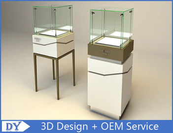 Hochquadrat Glas Schmuck Display Case mit Lichter Logo / Shop Glass Display Schränke