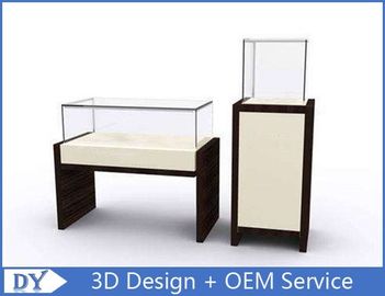 OEM MDF-Quadrat-Rechteck-Pedestal-Display-Gehäuse mit Beleuchtung / Glas-Display-Schrank