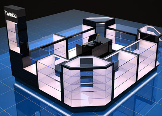 Qualität  Custom Mall Kiosk / Jewelry Showcase Kiosk Full View 4 Layers Shelves Fabrik