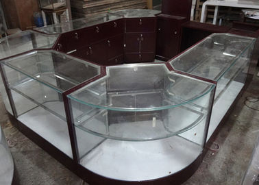Kristallgehärtetes Glas Schmuck Kiosk Möbel Vollsicht Runde Form Mit Licht