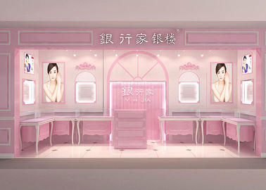 Einfach zu installieren Showroom-Display-Kästen Acryl Logo Rosa Beschichtung Finish Farbe