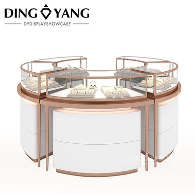 Rose Gold Custom Glas Schmuck Display Schrank mit guter Qualität und guten Preis, Schaufenster Fabrik direkt verkaufen