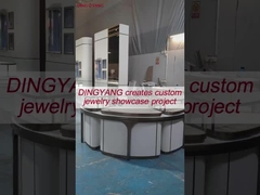 Holz-weiße Glas-Display-Kästen Mode-Runde Form mit LED-Stäbe Beleuchtung